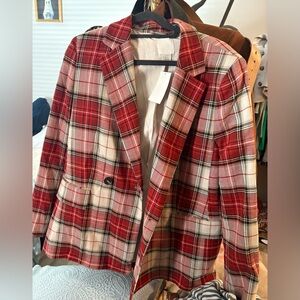 NWT H&M Red Plaid Blazer